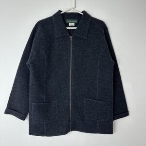 Harve Benard Boiled Wool‎ Jacket Medium Gray Cozy Minimalist Lagenlook Luxe